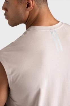 Darren Mens Mark Oversize Cutoff Tank - Taupe