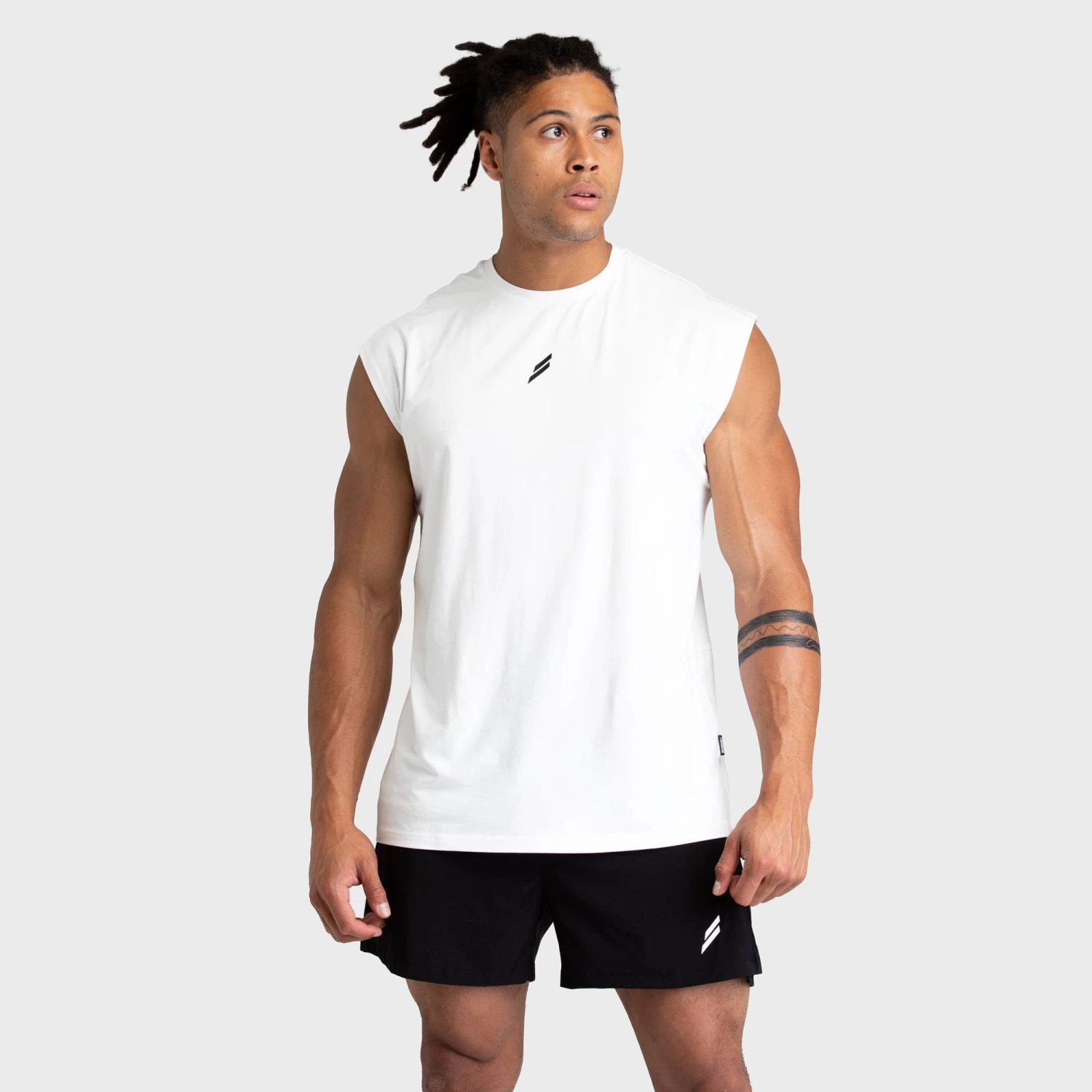 Darren Mark Oversize Cutoff Tank - White Mens