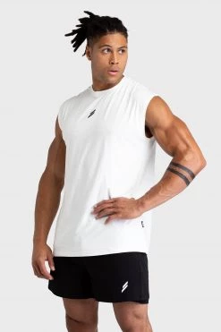 Darren Mark Oversize Cutoff Tank - White Mens