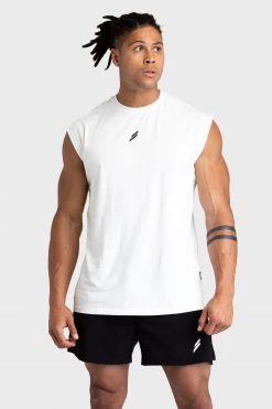 Darren Mark Oversize Cutoff Tank - White Mens