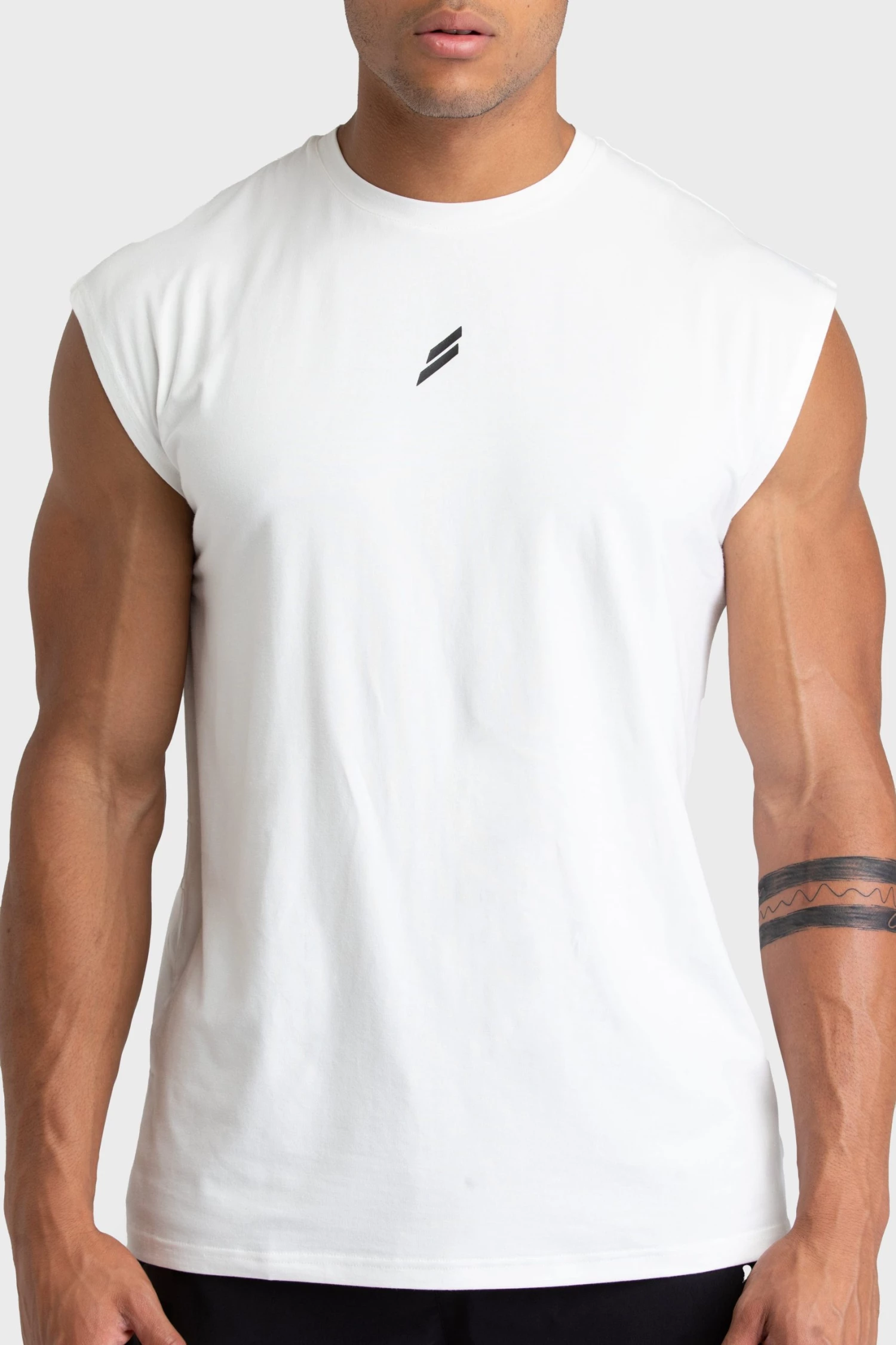 Darren Mark Oversize Cutoff Tank - White Mens