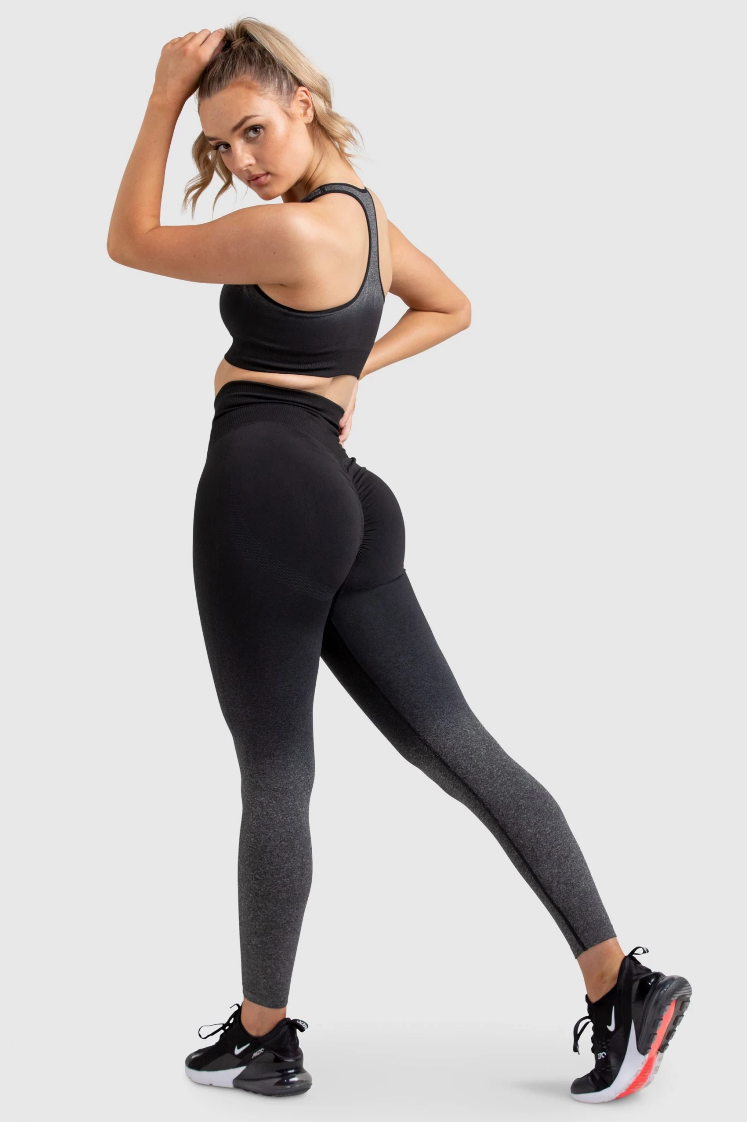 Pony Womens Ombre Scrunch Seamless Leggings - Black