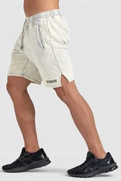 Aivory Mens Origin Acid Wash Shorts - Light Taupe
