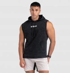 Aivory Origin Acid Wash Sleeveless Hoodie - Black Mens