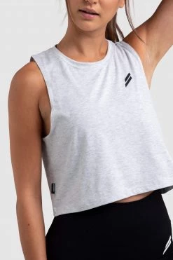 Aivory Womens Progress Cropped Tank - Light Marl