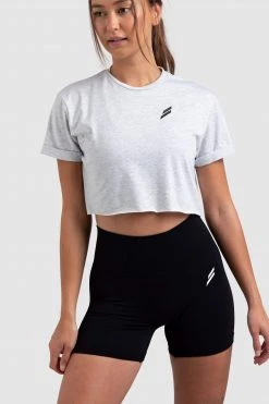 Aivory Womens Progress Cropped Tee - Light Marl