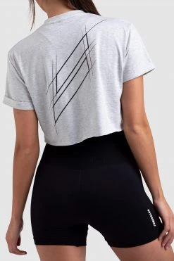 Aivory Womens Progress Cropped Tee - Light Marl