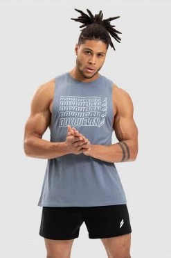 Darren Retro Muscle Tank - Dusty Blue