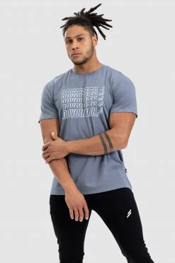 Darren Retro Regular Fit Tee - Dusty Blue