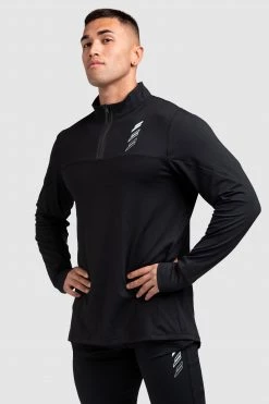 Darren Revive ¼ Zip Pullover - Black Mens