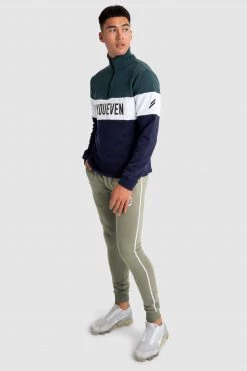 Aivory Standout ¼ Zip Jumper - Green/Navy