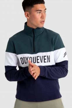 Aivory Standout ¼ Zip Jumper - Green/Navy
