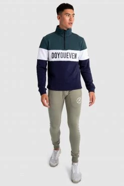 Aivory Standout ¼ Zip Jumper - Green/Navy