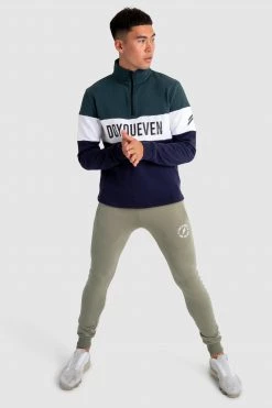 Aivory Standout ¼ Zip Jumper - Green/Navy