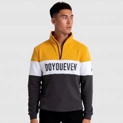 Aivory Mens Standout ¼ Zip Jumper - Yellow/Charcoal