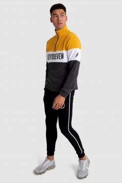 Aivory Mens Standout ¼ Zip Jumper - Yellow/Charcoal