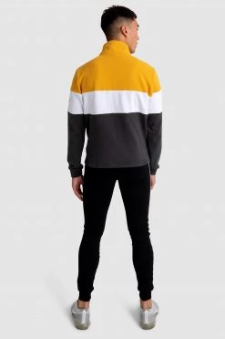 Aivory Mens Standout ¼ Zip Jumper - Yellow/Charcoal