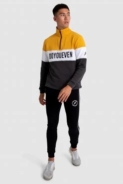 Aivory Mens Standout ¼ Zip Jumper - Yellow/Charcoal