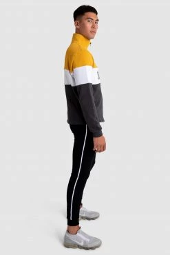 Aivory Mens Standout ¼ Zip Jumper - Yellow/Charcoal