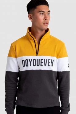 Aivory Mens Standout ¼ Zip Jumper - Yellow/Charcoal