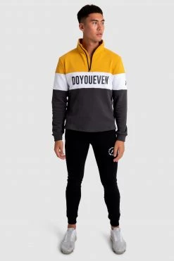 Aivory Mens Standout ¼ Zip Jumper - Yellow/Charcoal
