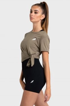 Darren Womens Tie-Up Tee - Khaki