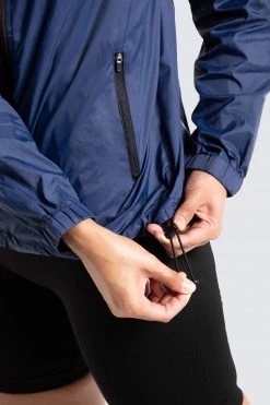 Female Outlet Womens Unisex Marked Running Jacket - Navy