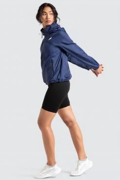 Female Outlet Womens Unisex Marked Running Jacket - Navy